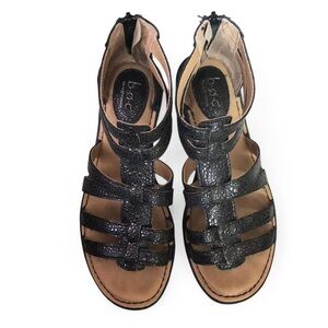 BOC Born Concept C90109 Women Black Zipper Sandal Gladiator Shoe Size 9M.